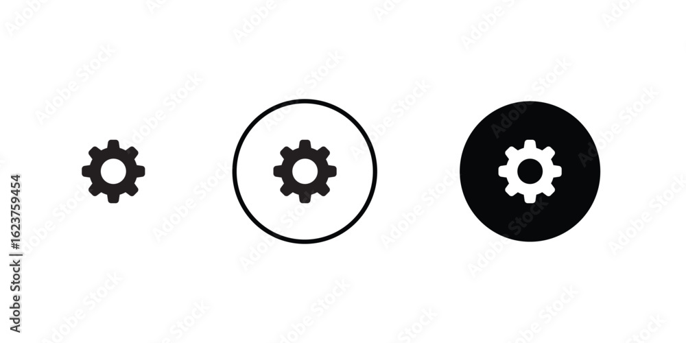 Poster rounded settings icon set – gear symbols for scalable ui & config panel integration