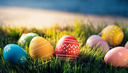 easter eggs in the grass