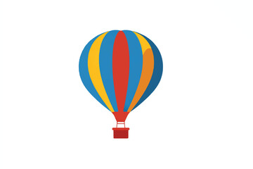Obraz premium Colorful Striped Hot Air Balloon Isolated on White Background Symbol of Adventure and Travel