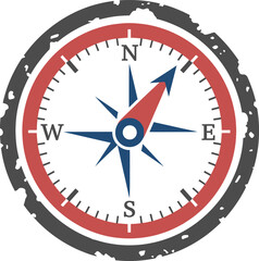 Vintage Compass with Red Arrow and North South East West Indicators Guidance for Exploration and Direction
