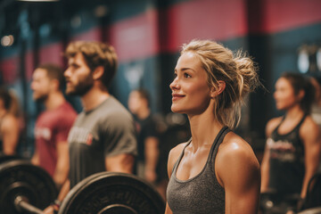 A group of people doing Fitness, working out in the gym