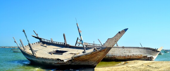 old arabian wooden boat