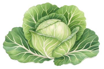 Obraz premium Fresh green cabbage with outer leaves