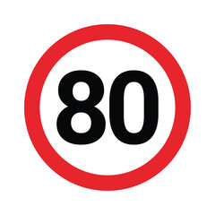 driving speed limit 80 Eighty sign. printable traffic signs and symbols.