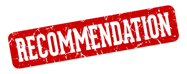 recommendation rectangular sign. recommendation stamp