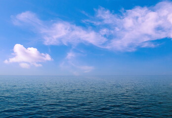 Bleu sea or deep ocean and sky background view, nature, water, beach, summer, seascape