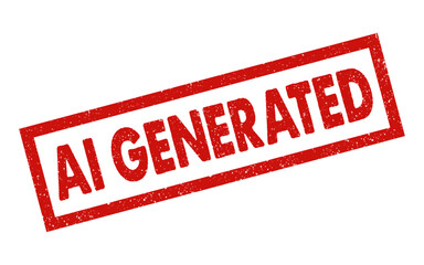 Ai Generated red ink rubber stamp grunge seal badge grainy effect vintage retro style tag vignette artificial intelligence technology digital deepfake ai generative ai modern tech warning