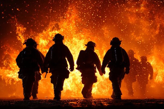 Firefighters' determination against overwhelming fire scene. Firefighting gear. Firefighting helicopters proposed in response to philippines fire crisis. Futuristic vehicles.