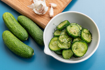 Fresh cucumber salad with dill and sesame seeds