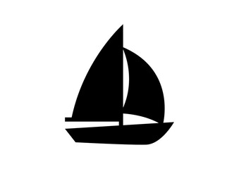 Stylish Black and White Sailboat Icon for Nautical Graphic Design Assets and Maritime Adventure Project Templates