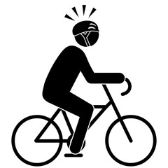 自転車に乗ってヘルメットをかぶっている人のピクトグラム