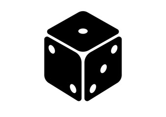 Isometric Black Dice with Four Pips Icon Vector Graphic, High-Detail 3D-Look Design for Board Games, RPGs, and Tabletop Gaming, a Digital Asset for Game UI, Casino, and Luck-Themed Projects.