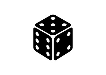 Isometric Black Dice with Six Pips Icon Vector Graphic, High-Detail 3D-Look Design for Board Games, RPGs, and Tabletop Gaming, a Digital Asset for Game UI, Casino, and Luck-Themed Projects.