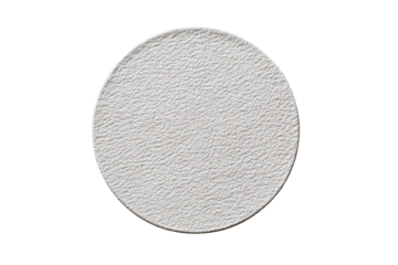 A circular, light gray, textured plate