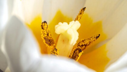 Close-up of a tulip's inner workings
