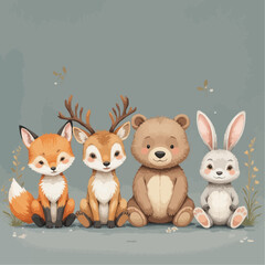 Naklejka premium Woodland animals