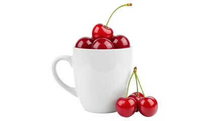 Isolated Cherries in a Mug