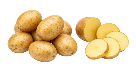 Isolated Pile of Potatoes with Slices