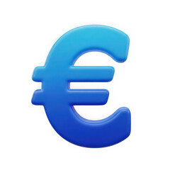 Obraz premium Blue euro currency symbol isolated on transparent background