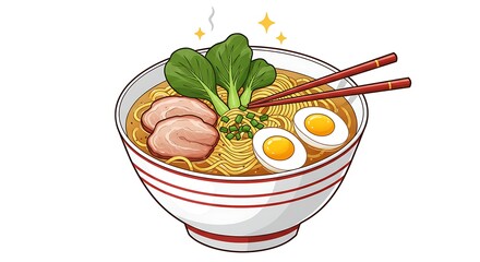 Authentic Asian Cuisine Soup with Chopsticks