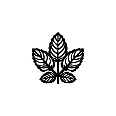 Outline icon of a mint leaf with five distinct segments, symbolizing freshness and natural ingredients in cooking and herbal products.
