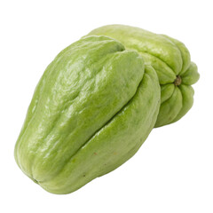 Two Fresh Green Chayote Squash with Wrinkled Skin Texture