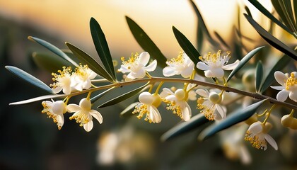 macro shot of an olive blossom tiny white flowers covering the branches representing fertility renewal and the delicate beauty of nature olive blossom macro shot tiny white flowers fertility