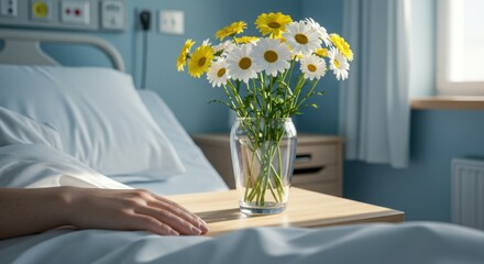 Get Well Soon Flowers in a Hospital Room
