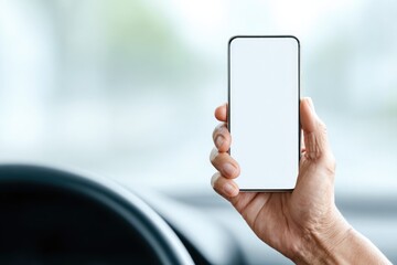 Holding smartphone with white screen in car