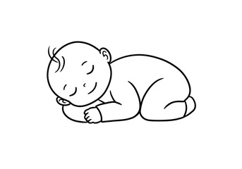 Adorable baby peacefully sleeping on its side with closed eyes and a gentle smile conveying pure innocence and tranquil slumber ideal for nursery decor or baby shower invitations