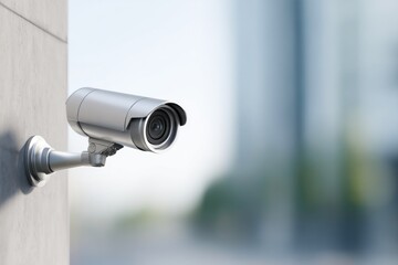 Modern Surveillance Camera on Building Wall
