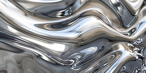 Abstract metallic surface with flowing curves and reflective highlights
