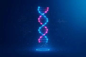 dna helix strand on blue science biology genetic molecular background vector illustration