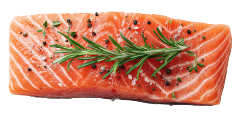 Fresh salmon fillet, seasoned with herbs and spices