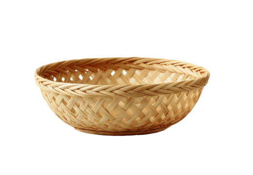 Round woven basket, light beige