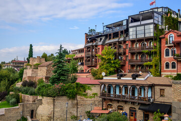 Historic architecture, brickwork, and balconies characterize old Tbilisi. These buildings reflect the city's past as a trade hub on the Silk Road.