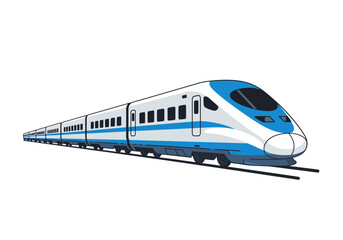 Naklejka premium Sleek blue and white bullet train speeding into the future