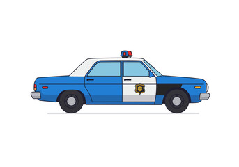 Fototapeta premium Vintage blue police car with white roof badge