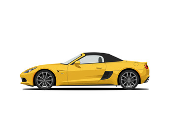 Sleek yellow convertible top down sunkissed curves roadready