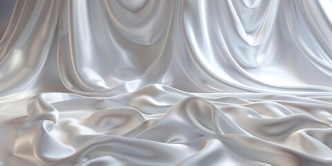 Silky fabric draped elegantly with gentle folds and soft highlights
