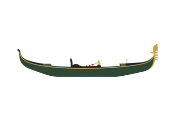 Venices serenading gondola Dark green with golden trim hinting at romance on serene canals