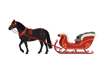 Winters Embrace A horsedrawn sleigh glides through the snow festive and bright