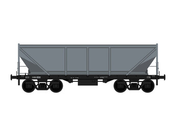 Gray hopper train car ready for cargo transportation