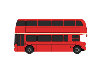 Classic London doubledecker bus bright red with black windows retro design