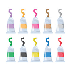 Squeezed Paint Tube Icon Set Vector Design.