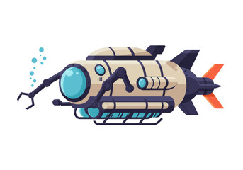 Retrostyled submersible with robotic arm explores the depths