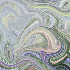 Dreamy swirl of muted greens, lavenders, and soft grays creating a fluid abstract motion. Perfect for abstract backgrounds or modern art design. Golden keywords: swirl, pastel, abstract, texture, flui