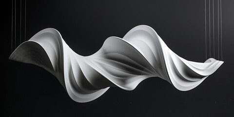 Abstract black and white wave lines suggesting motion and depth
