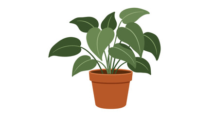 Fototapeta premium Isolated vector illustration of a lush green houseplant in a terracotta pot, a concept for indoor gardening and home decor.