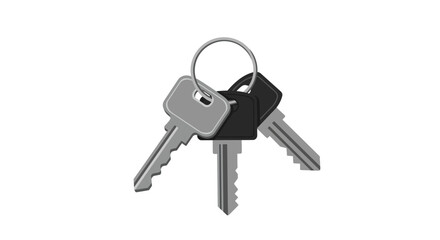 Monochrome illustration of a set of keys on a ring, a concept for security, real estate, and access